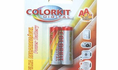 Pilha Recarregável AA Colorkit – Cartela com 2 pilhas